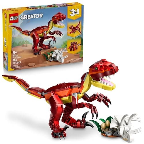 LEGO Creator 3 in 1 Fierce Dinosaur Building Toy for Boys & Girls, Ages 8+ - Gift for Birthdays - Kids Build 1 of 3 Prehistoric Animal Figures - 31379 - Image 1