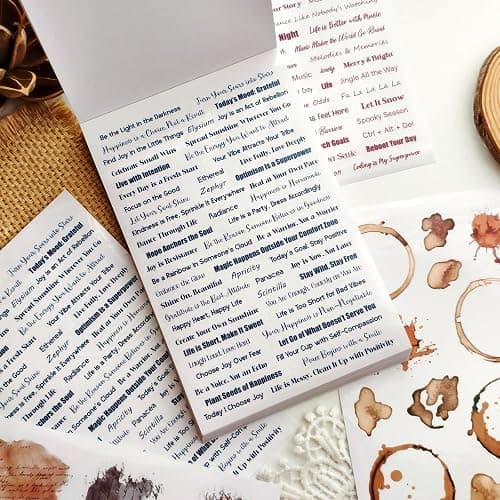 ZHIJIANHZ Transparent PET Quote Stickers, 48 Sheets 1100+ Pcs Scrapbook Supplies, Word Stickers for Journaling, Vision Board, Card Making, Junk Journal thumbnail 4