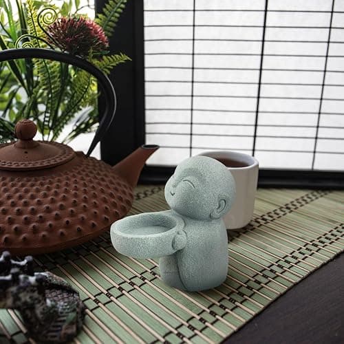 Landical Buddha Sandstone Statues, Zen Monk Praying Statue Sculptures Ornament for Wealth Good Luck Feng Shui Decor Home Office Car Decoration(Jizo Monk) thumbnail 6