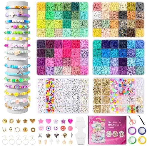 18000 Pcs Clay Beads Bracelet Making Kit 6 Boxes 96 Colors Friendship Jewelry Making kit Polymer Set with 1000 Letter Beads and 850 Charms Crafts - Image 1