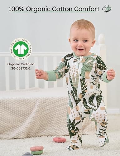 Yoofoss Baby Pajamas 100% Organic Cotton Baby Sleepers for Newborn 0-3 3-6 6-9 Months Boys Girl Clothes 3pcs Footed PJs thumbnail 2