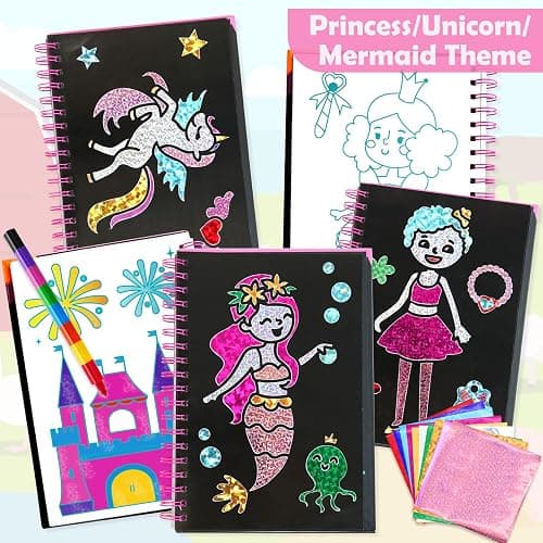 FUNNYB&G Foil Art Craft for Kids - Christmas Crafts Gift Party Favors Stocking Stuffers for Kids Fun Art Supplies Creative Birthday Gift Travel Toys for Girls Boys 4 5 6 7 8 9 Years Old(Princess) thumbnail 9