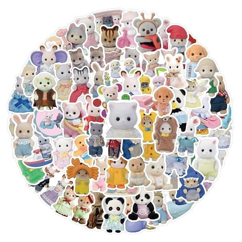 Critters Stickers 100 Pack Laptop Stickers,Calico Critters Vinyl Waterproof Stickers for Water Bottles Skateboard Scrapbook Bike Computer,Phone,-Graffiti Stickers Pack for Teens Girls Kids Adults thumbnail 2
