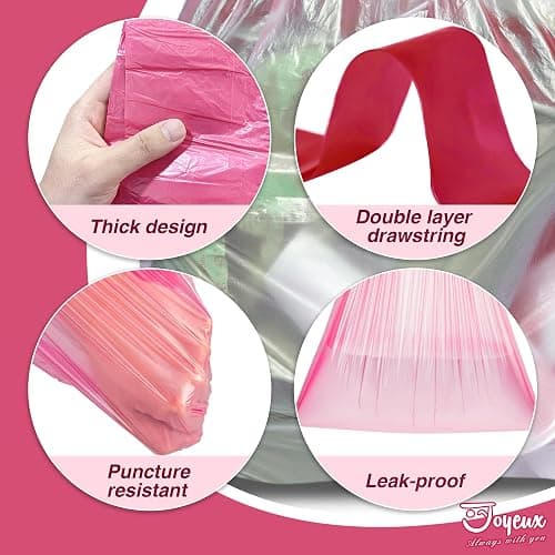 JOYEUX 2.6 Gallon Small Trash Bags Bathroom, Thickened Drawstring Mini Garbage Bags for Home, Office, Kitchen, 60 Count thumbnail 4