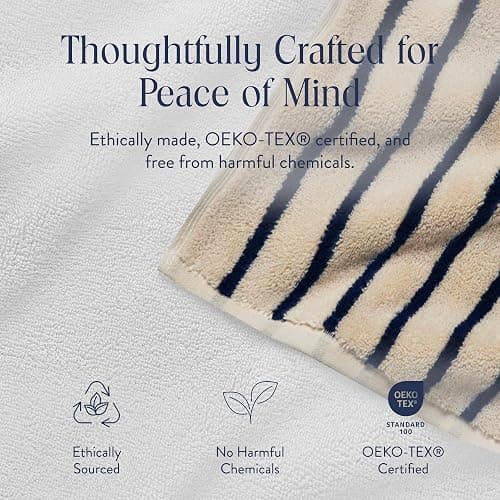 Brooklinen Super-Plush Turkish Cotton Bath Sheets - Set of 2 - Cotton, 820 GSM, Highly Absorbent, Machine Washable, Perfect for Home & Bathroom (40" x 65", Striped Navy) thumbnail 3