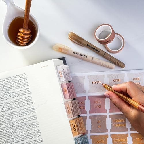 DiverseBee Laminated Bible Tabs (Gold Embossed Lettering), Bible Study Journaling Supplies, Bible Book Tabs, 73 Bible Tabs for Women and Men, Includes 4 Blank Tabs (Honeydew) thumbnail 5