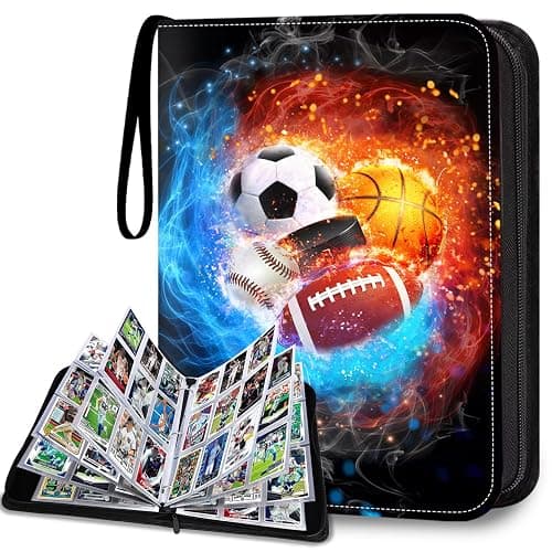LOMONEH Sports Card Binder with 50 Sleeves,9 Pocket Baseball Card Binder Storage Box,Football Collectible Trading Card Case,Basketball Card Holder,Soccer Card Organizer,Hockey 900 Cards Albums - Image 1