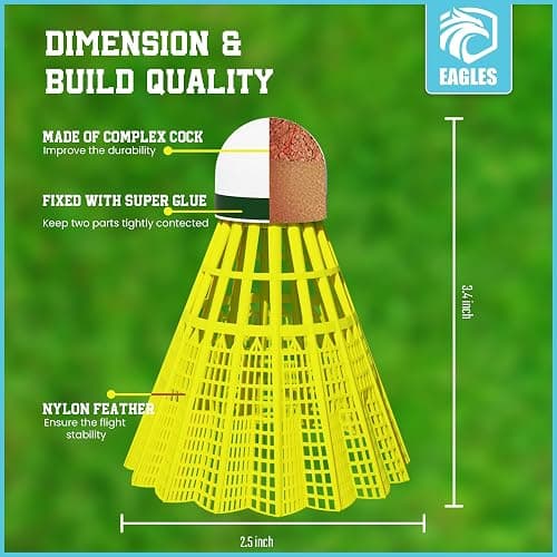 EAGLES Badminton Birdies - Nylon Bedminton Shuttlecocks for Softball/Baseball Batting Training - Highly Stable & Durable 24 Pack, 12 Pack or 6 Pack Shuttle Balls for Indoor and Outdoor Matches thumbnail 7