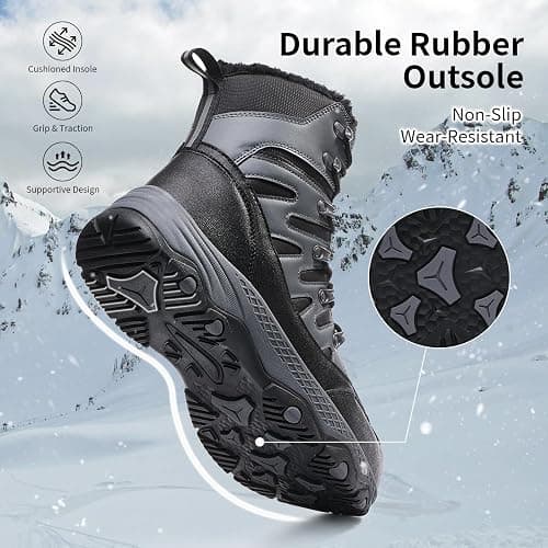 Suiyfit Snow Boots for Men Waterproof Mid Calf Winter Hiking Boot Durable Warm Fur Lined Boot Non-Slip Warm Climbing Shoes thumbnail 4