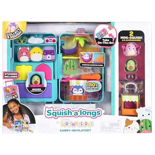 Squish-a-longs On-The-Go Luggage Playset - (2) 1” Mini-Squish, 3 Levels of Play, 3 Accessories & 2 Play Pieces - Collect, Trade, & Play - Ages 6+ thumbnail 3