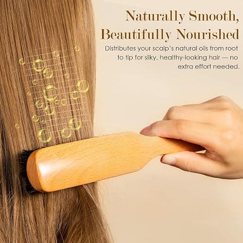 STYLEMATE Slick Back Hair Brush for Women Men Kid, Natural Soft Boar Bristle Hair Brush for Thin & Fine Hair, Smoothing Hairbrush for Polishing, Deepening & Styling thumbnail 2