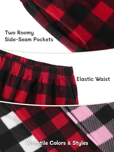 IHU 3 Pack Girls Pajama Pants Micro Fleece Soft PJ Bottoms for Kids Cute Print Lounge Sleep Clothes with Pockets thumbnail 5