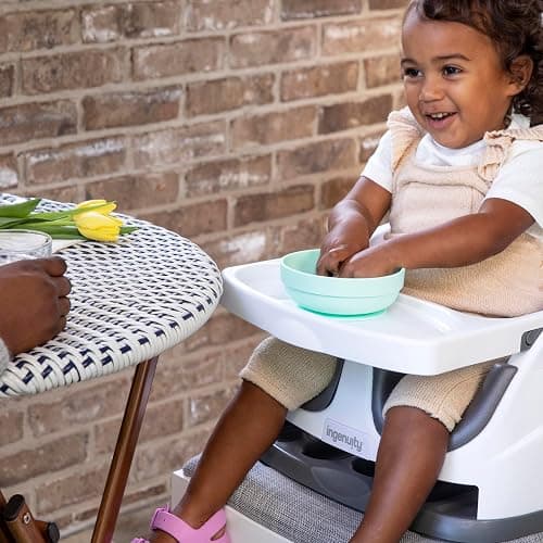 Ingenuity Baby Base 2-in-1 Booster Feeding and Floor Seat with Self-Storing Tray - Slate thumbnail 12