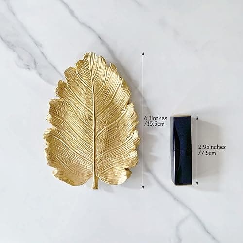 NIGHTSTAND | Amazon | Jewelry Dish, Resin Small Leaf Shaped Ring Holder Jewelry Organizer, Trinket Dish Mini Tray for Christmas Birthday Wedding Gifts - Elm Leaf thumbnail 4