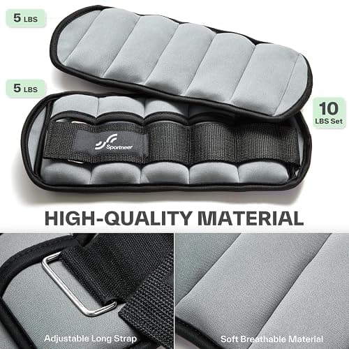 Sportneer Adjustable Ankle Weights Set - 1 Pair (2-10 lbs) Removable Sandbags for Women & Men, Comfortable Neoprene Leg Weights for Walking, Running, Pilates, Yoga, Home Workout & Physical Therapy thumbnail 2