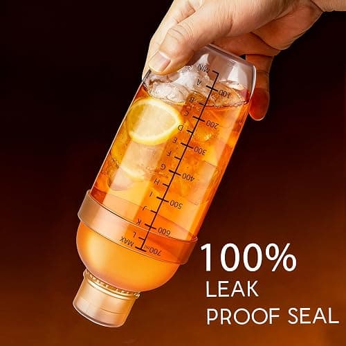 BETTFOR Plastic Cocktail Shaker with Measuring Scale 24oz (700ml), Leak-Proof & Shatter-Resistant Drink Mixer for Bartending, Protein Shakes, Iced Coffee & Milk Tea thumbnail 3