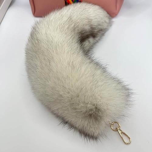 LAIDIC Therian Fox Tail Keychain Furry Tail Backpack Tassel Bag Handbag Accessory Hook Pendant Cosplay Toy Photo - Blue Fox thumbnail 7