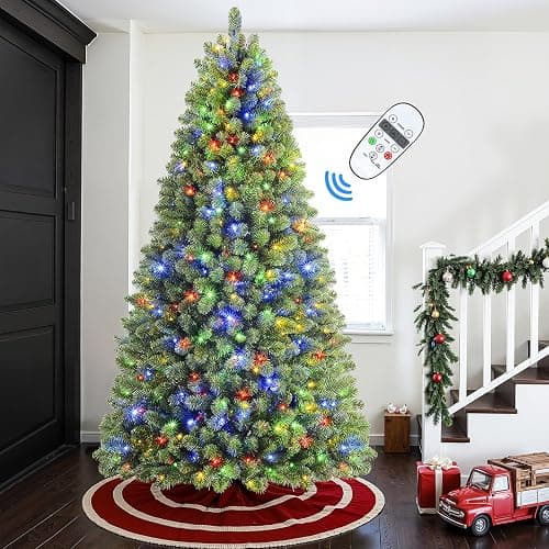 SHareconn 6ft Prelit Premium Artificial Classic Spruce Christmas Tree with Remote Control,Timer, and 330 Warm White & Color LED Changing Lights, 952 Branch Tips, Xmas Decoration, 6 FT - Image 1