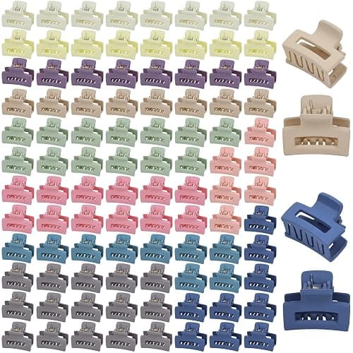 Dizila 100 Pieces 2.5cm/0.1" Candy Color Small Non-slip Rectangle Plastic Hair Claws Clips Mini Hair Clamps Barrettes Hair Accessories for Women Girls Teens Kids - Image 1