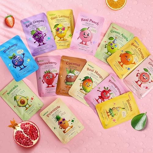 14 Pack Fruit Face Masks Skincare for Kids, Sheet Hydrating Facial Mask | Suitable All Skin Types, Bulk Collagen Face Mask for Women Skin Care, Birthday Party Spa Gifts for Teens Girls thumbnail 7
