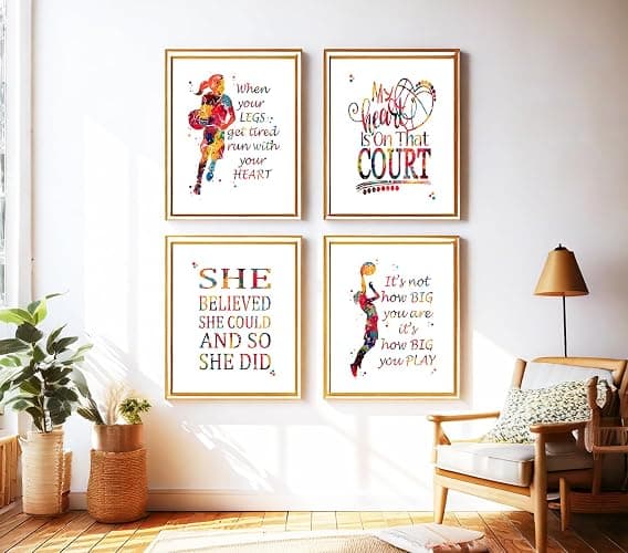 Watercolor Basketball Player Girl Athlete Illustration Art Print Set for Girl's Bedroom Motivation, Playroom Energy Boost, Locker Team Spirit, Young Hoopster Surprises, Aspiring Guard Tokens, Team Leader Honors, Coach Appreciation Gifts, Birthday Slam Dunk Markers - 8x10 Unframed Print Set thumbnail 2