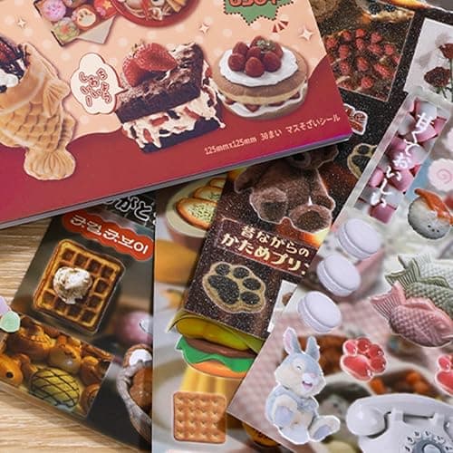Japanese Sticker Book - Kawaii Food Stickers 60 Sheets: Cute Sushi, Donuts, Fruits Deco Stickers - Acid-Free Vinyl for Journaling Supplies, Scrapbooking, Planners & Kids Crafts thumbnail 6