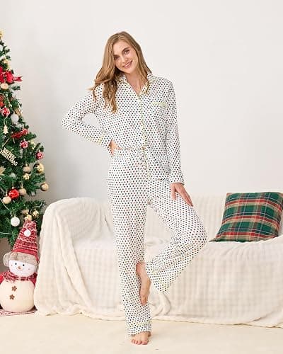 HMPEAIIY Women Y2k Monkey Pajamas Set Button Down Sleepwear Loungewear Pjs for Jammies Party Christmas Thanksgiving Gift thumbnail 5