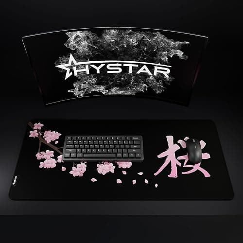 Hystar® Extended Gaming Mouse Pad | XXL 36" x 16" | 5mm Thick, Waterproof Surface, Smooth Polyester Fabric, and Natural Rubber Base | Blossom thumbnail 6