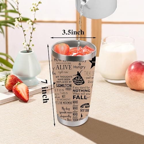 LLKJHGE Musical Lover 20oz Stainless Steel Insulated Tumbler with Lid and Straw Musical Merchandise Theater Fans Gift Musical Inspired Gift for Women Teen Girls Daughter Son (Hamil) thumbnail 3