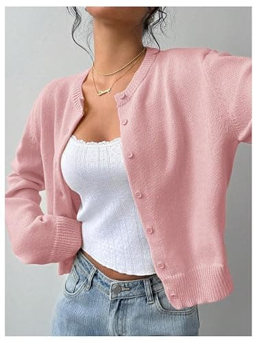 SOLY HUX Women's Button Down Cropped Lightweight Cardigan Sweater | Cute Fall Fashion, 2026 thumbnail 4