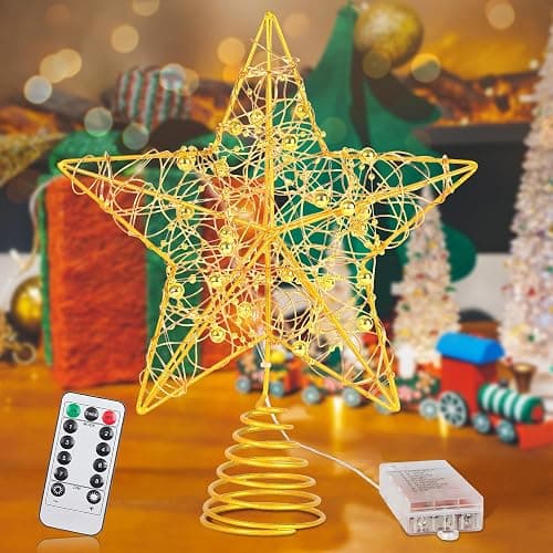 Verdenu Christmas Tree Topper, 40 Light Tree Topper Star, Christmas Tree Topper Lighted, Prolong Wire Gold Star Tree Topper with Remote Control for Christmas Decorations, Holiday, Vacation, New Year - Gold thumbnail 7