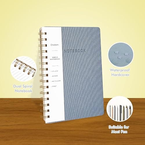 Spiral Notebook -A5 College Ruled Journal with Inner Pockets and 160 Pages,PU Leather Cover Business Journal, Twin-Wire Binding Notebook Perfect for Office & Home School Supplies - ReefBlue/Pink thumbnail 4