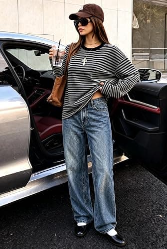 Sampeel Womens Long Sleeve Tops Oversized T Shirts 2026 Y2K Fall Fashion Clothes thumbnail 4