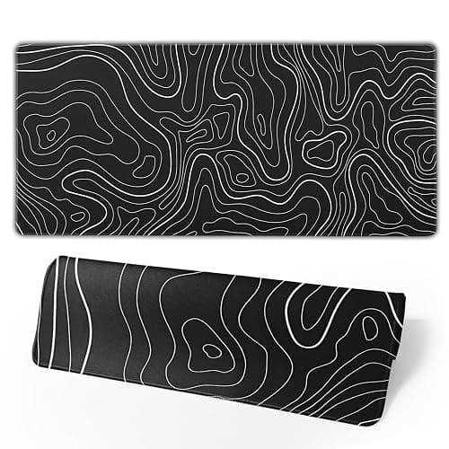 Topographic Contour Extended Big Mouse Pad Large,Gaming Mouse Pad Desk Pad,31.5x11.8 Inch Long Computer Keyboard Mouse Mat Mousepad with 3mm Non-Slip Base and Stitched Edge for Gaming and Office - Image 1