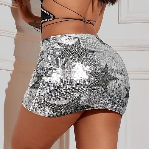 Century Star Sequin Mini Sparkly Glitter Low Rise Sparkle Shiny Metallic Rave Skirt thumbnail 4