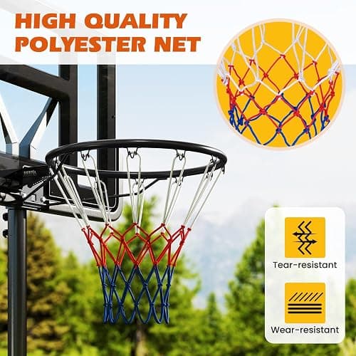 GYMAX Wall Mounted Basketball Hoop, Indoor Outdoor Basketball Rim Replacement with Net, Double Spring and Fixtures, Heavy-Duty Professorial Basketball Ring Goal for Kids Adults (Black, PE Net) thumbnail 3