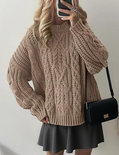 PRETTYGARDEN Women's Oversized Fall Sweaters 2025 Casual Long Sleeve Crewneck Chunky Cable Knit Pullover Tops Winter Clothes thumbnail 2