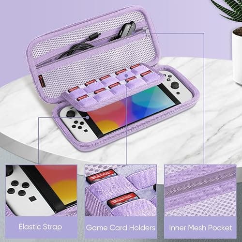 Fintie Carrying Case for Nintendo Switch OLED Model 2021/Switch 2017, [Shockproof] Hard Shell Protective Cover Travel Bag with 10 Game Card Slots & Inner Pocket thumbnail 3