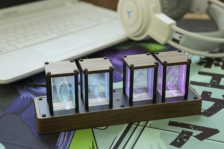 ClocTeck Nixie Tube Clock Walnut Digital Clock, Support Wi-Fi Time SYNC, Alarm & Timer, 12/24H Display, A Retro Gift for Friends thumbnail 5