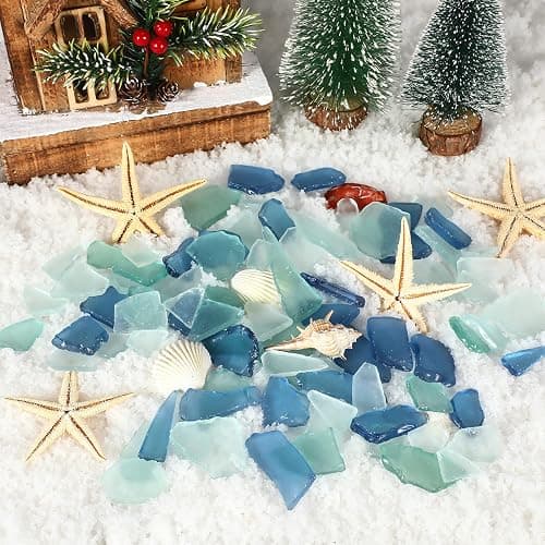 Jetec Sea Glass for Crafts Seaglass Pieces Decor Flat Frosted Sea Glass Vase Filler Crushed for Beach Wedding Party Decor Home Aquarium DIY Art Craft Supplies(Blue, White, Green) - Blue, White, Green thumbnail 4