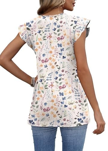 WIHOLL Womens Summer Tops 2026 Babydoll Shirts Ruffle Sleeve Spring Outfits Dressy Casual Blouses thumbnail 4