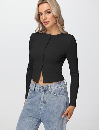 Matunana Long Sleeve Tops Cardigan Cropped Shirts thumbnail 3