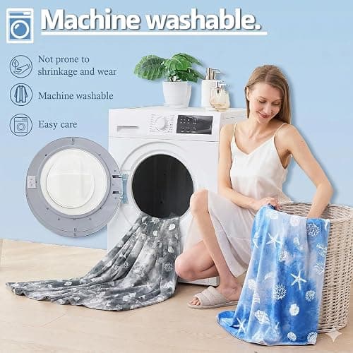 PFASDFW Cooling Blanket Twin Size (60"x80"), Double Sided Ice Cold Blanket for Hot Sleepers, Transfer Heat to Keep Cool, Soft Lightweight for Night Sweats, Bed & Couch, Ocean Design thumbnail 4