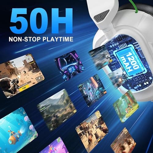 SKAPENDY 2.4GHz Wireless Gaming Headset for Xbox Series X|S, Xbox One, Xbox 360, PS5/4, PC, Low-Latency Bluetooth Gaming Headphones with 3D Surround Sound, Rotatable Earmuffs & Noise Canceling Microphone, 50+Hr Battery thumbnail 7
