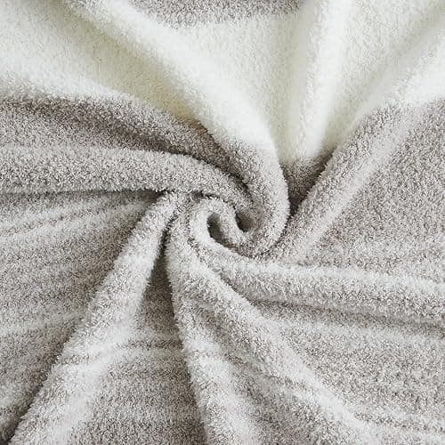 WRENGONGE Taupe Throw Blanket, 50x70 Soft Cozy Striped Throw Blankets for Couch, Sofa, Bed, Travel, Lightweight Fluffy Warm Plush Decorative Blankets for Women, Men Gift thumbnail 5