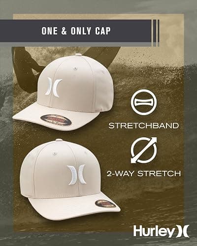 Hurley Mens Baseball Cap - Flexfit Fitted Baseball Caps for Men (Sizes: S-XL) thumbnail 2