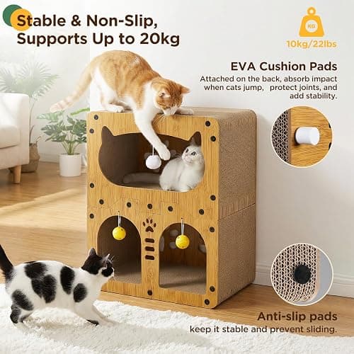 Gimars Cat Scratcher, Double Layer Cat Scratching Board Cardboard Cat Scratcher House for Indoor Cats, Large Cat Scratcher Bed for Scratch, Hide & Rest, Heavy Duty 44lbs Load, 20 x 17 x 11.2 inches thumbnail 5