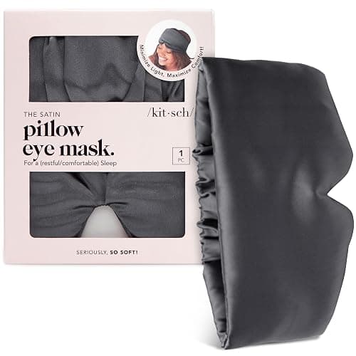 Kitsch Satin Sleep Mask - Eye Masks for Sleep, Softer Than Silk Satin Sleeping Mask Blindfold and Sleep Masks for Women and Men, Eye Care Travel Essentials - Charcoal Black - Image 1