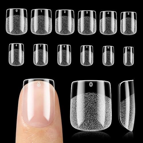 UNA GELLA Nail Tips Square: Pre-etched Matte Extra Short Square Soft Gel Nail Tips Full Cover 120pcs False Fake Nails Tips for Acrylic Nails Clear Gelly Tips Home DIY Salon 12 Sizes for Women - Image 1