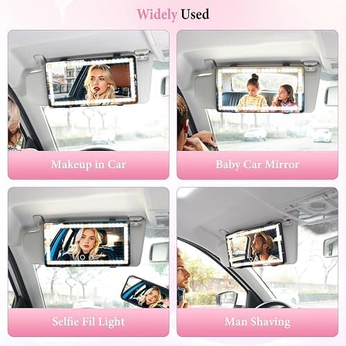 SINGARO Car Sun Visor Vanity Mirror - Rechargeable Makeup Mirror with 60 LEDs, 3 Light Modes & Dimmable Touch Control for Cars, Trucks, SUVs, Car Interior Accessories for Women (Black) thumbnail 6